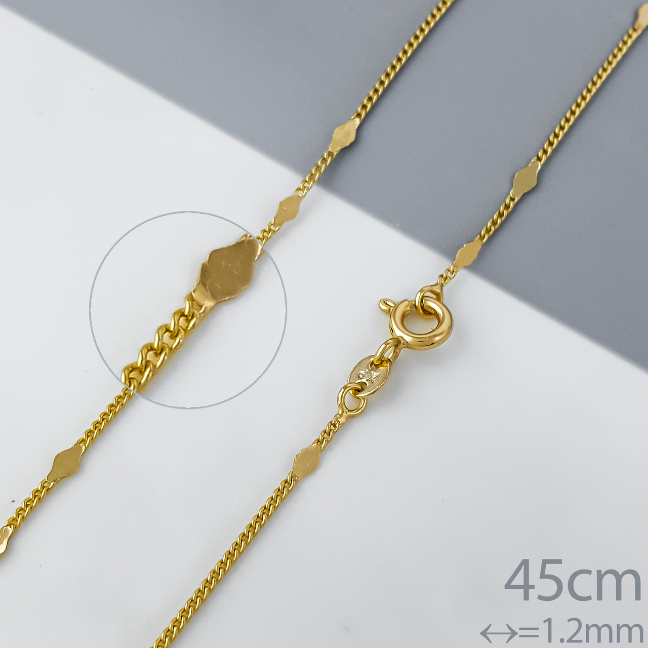 Ланцюжок "Класика з Ромбиками" р.45; медичне золото Xuping 18К