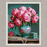Картина за номерами Квіти. Рожеві півонії у вазі 30*40 см Ідейка KHO 5711, фото 2