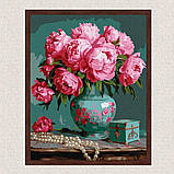 Картина за номерами Квіти. Рожеві півонії у вазі 30*40 см Ідейка KHO 5711, фото 3