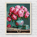 Картина за номерами Квіти. Рожеві півонії у вазі 30*40 см Ідейка KHO 5711, фото 7