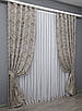 Комплект (2шт. 1,45х2,7м.) жакардових штор "Мармур Al3". Колір світло-сірий з мокко. Код 1596ш 33-0476, фото 3
