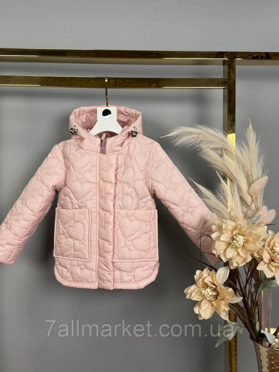 Куртка дитяча демісезонна стьобана Серце на дівчинку 104-122 см (3цв) "DFK" недорого від прямого постачальника, фото 1