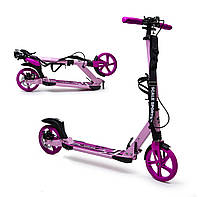 Дитячий самокат Scale Sports SS-04 + дзвіночок + ремінь + підсклянник. Дискові гальма. Рожевий