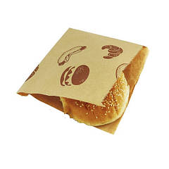 Пакет саше (д) 150*140 (ш), мм, для гамбургера, з малюнком, крафт папір