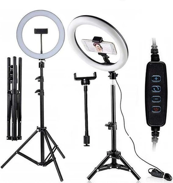 Кільцева LED лампа світлодіодна BD-13 330 Вт, 33 см, зі штативом 210 см для селфи комплект