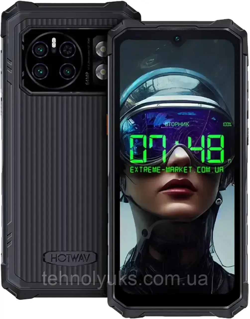 Смартфон Hotwav Cyber 13 8/128GB Global NFC Black, IP69K, 64+0.08/16Мп, LCD IPS 6.6", Tiger T606, 10800мАг, фото 1