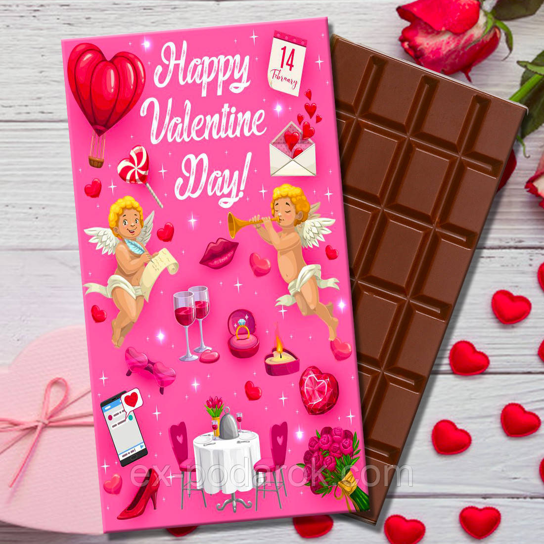 Шоколадка на день Валентина "Happy Valentines Day"