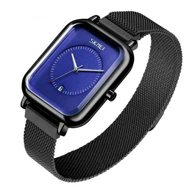 Чоловічий оригінальний наручний годинник Skmei 9207 Чорний з синім циферблатом