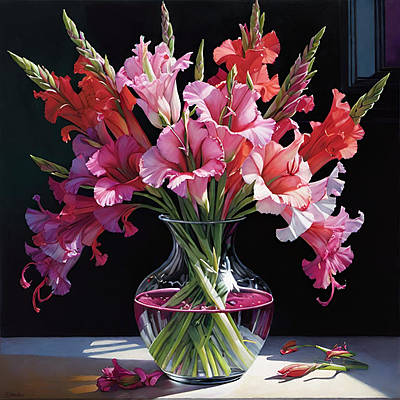 Електронна схема «Гладіолуси 1». AIDA 16 Black, 48*48 cm.