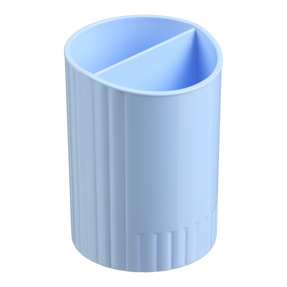Стакан для письмового приладдя круглий на два відділення, блакитний, фото 1