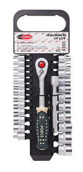 Набір головок з тріскачкою 26пр. 1/4'' 3/8'' 6-гранні (4,5-19мм)