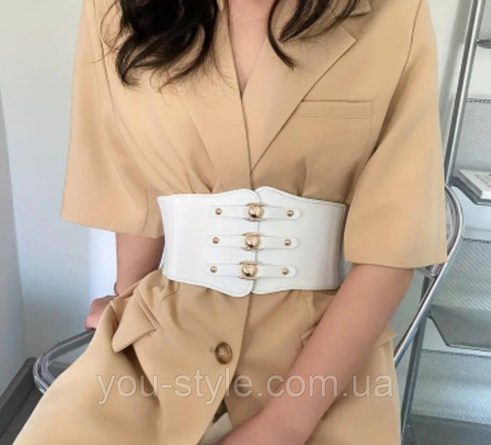 Жіночий широкий пояс корсет-резинка білий