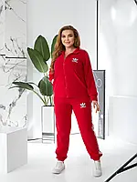 Жіночий спортивний костюм двонитка великих розмірів. Чорний, червоний. 42-44; 46-48; 50-52; 54-56; 58-60.