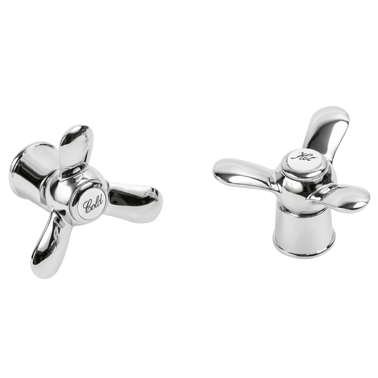 Комплект ручок на буксі змішувача Ango LBD-508 під шліц 20 шліців юбка М24 х 1 мм хром метал пара, фото 1