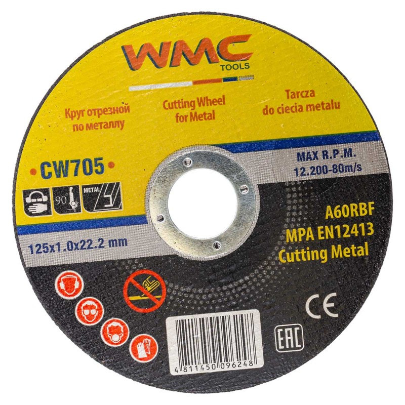 Круг відрізний для металу 125x1.0x22.2 мм WMC TOOLS WT-CW705