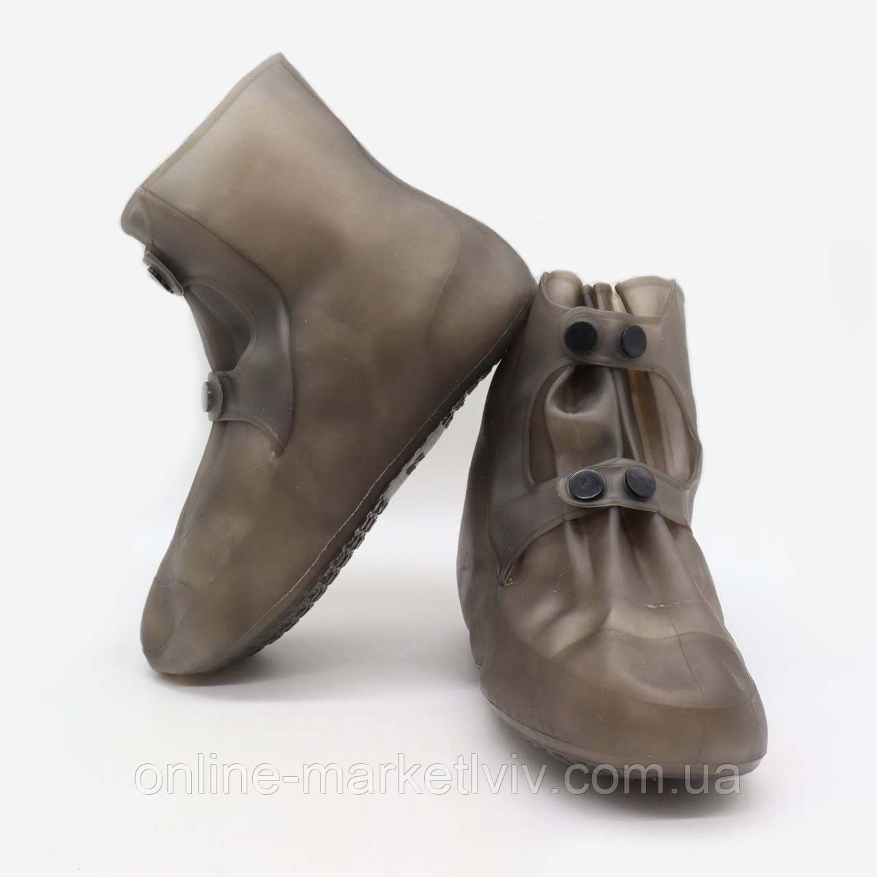 Бахіли від дощу (розмір 34-35), Коричневий / Водонепроникні чохли для взуття / Бахіли на взуття від дощу, фото 1