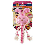 Жувальна іграшка з пищалкою для собак DoggyMan Доггімен Cotton Rabbit S кролик з канатом (85796), фото 2