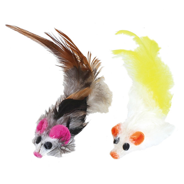 Іграшка з пір’ям для котів CattyMan Кеттімен Feather Mouse миша 1од (84507), фото 1