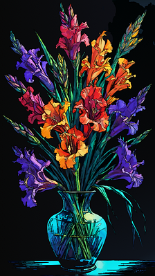 Електронна схема "Гладіолуси 2". AIDA 16 Black, 31*56 cm.