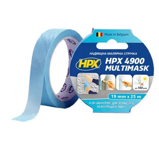 Стрічка самоклейка малярна HPX EW2550, 50 м. х 25 мм. х 0.05 мм., до +120°C, ціановий, папір, фото 1