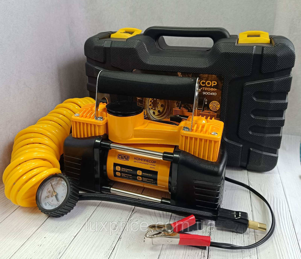 Компресор двопоршневий ДАБЛ (85л/хв; 10Атм; 18А) у КЕЙСІ Сила 900410    LuxPrice, фото 1