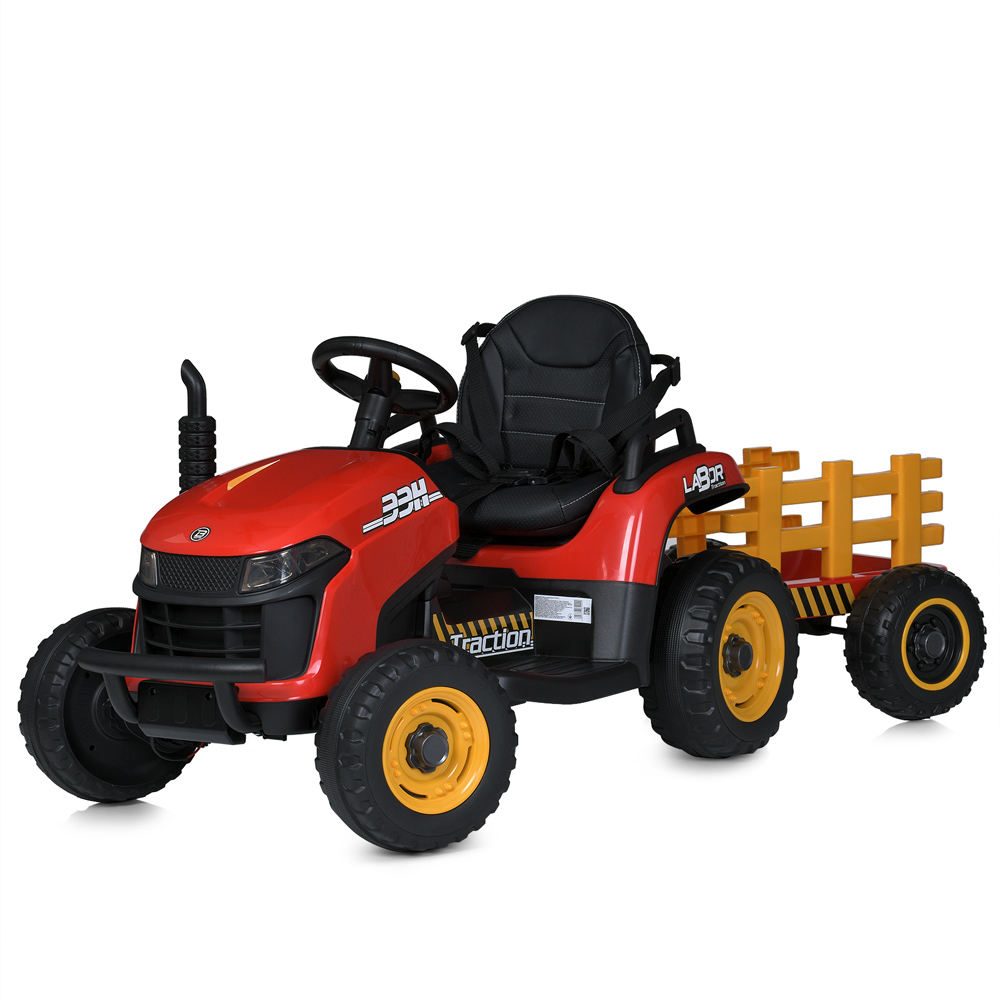Дитячий трактор електромобіль M 5111 з причепом, Червоний, фото 1