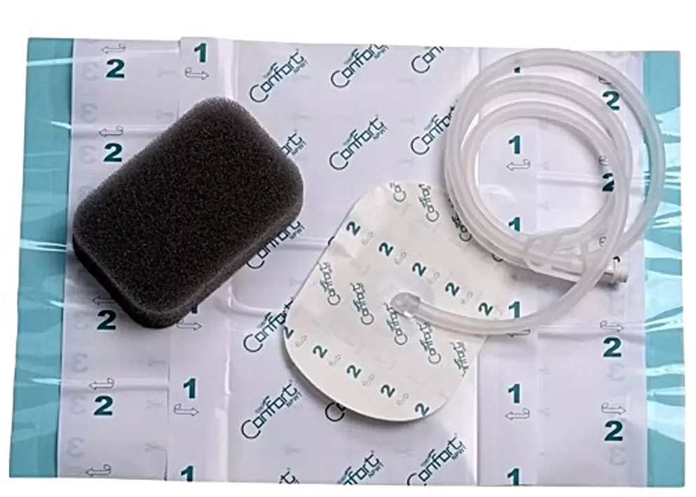 Комплект для вакуумної терапії ран зі сріблом - пов'язка середня (14х10х3 см) та аксесуари