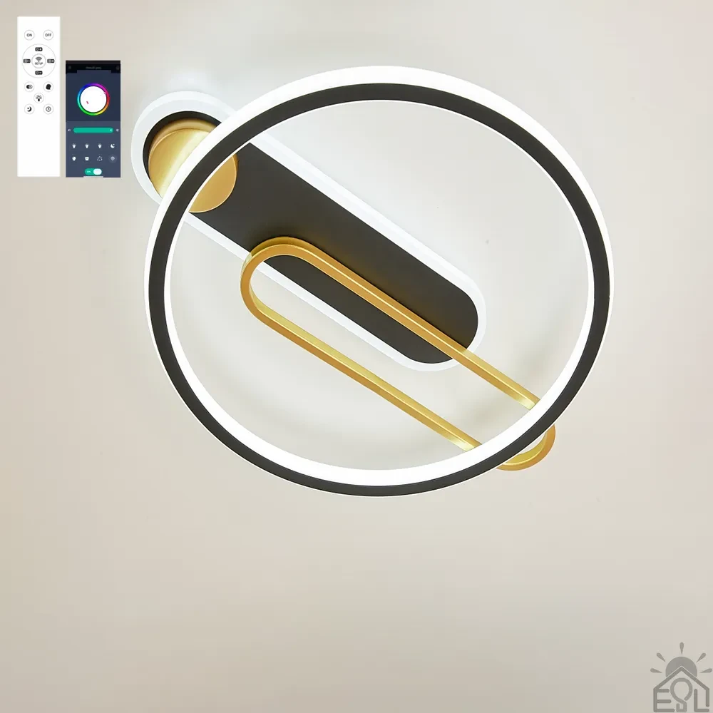 Керована світлодіодна люстра Esllse MENSOLA80W R-SMART-BLACK/GOLD/WHITE з пультом і додатком для смартфону APP