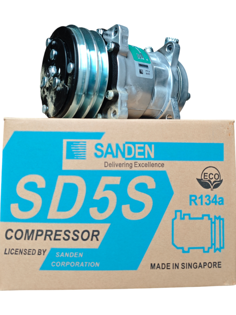 Компресор кондиціонера ОРІГИНАЛ SANDEN SD5S14 (508) 12 V Тип шківа: 2A шківа: 132,00 мм Вертикальні виходи