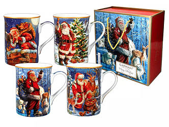 Подарунковий набір з 4-х порцелянових кухлів Carman Санта, 360 мл (219-9093)