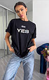 Жіноча футболка оверсайз з принтом YES\NO, фото 3