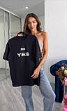 Жіноча футболка оверсайз з принтом YES\NO, фото 4