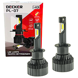 Автомобільні світлодіодні LED лампи у фару головного світла Decker LED H1 6000K 12000Lm PL-07 9-32V 60W