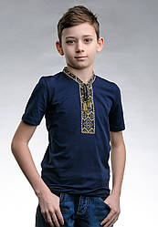 Оригінальна дитяча вишита футболка «Козацька (зелена вишивка)»