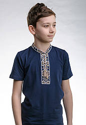 Дитяча футболка із вишивкою в українському стилі «Козацька (бежева вишивка)»