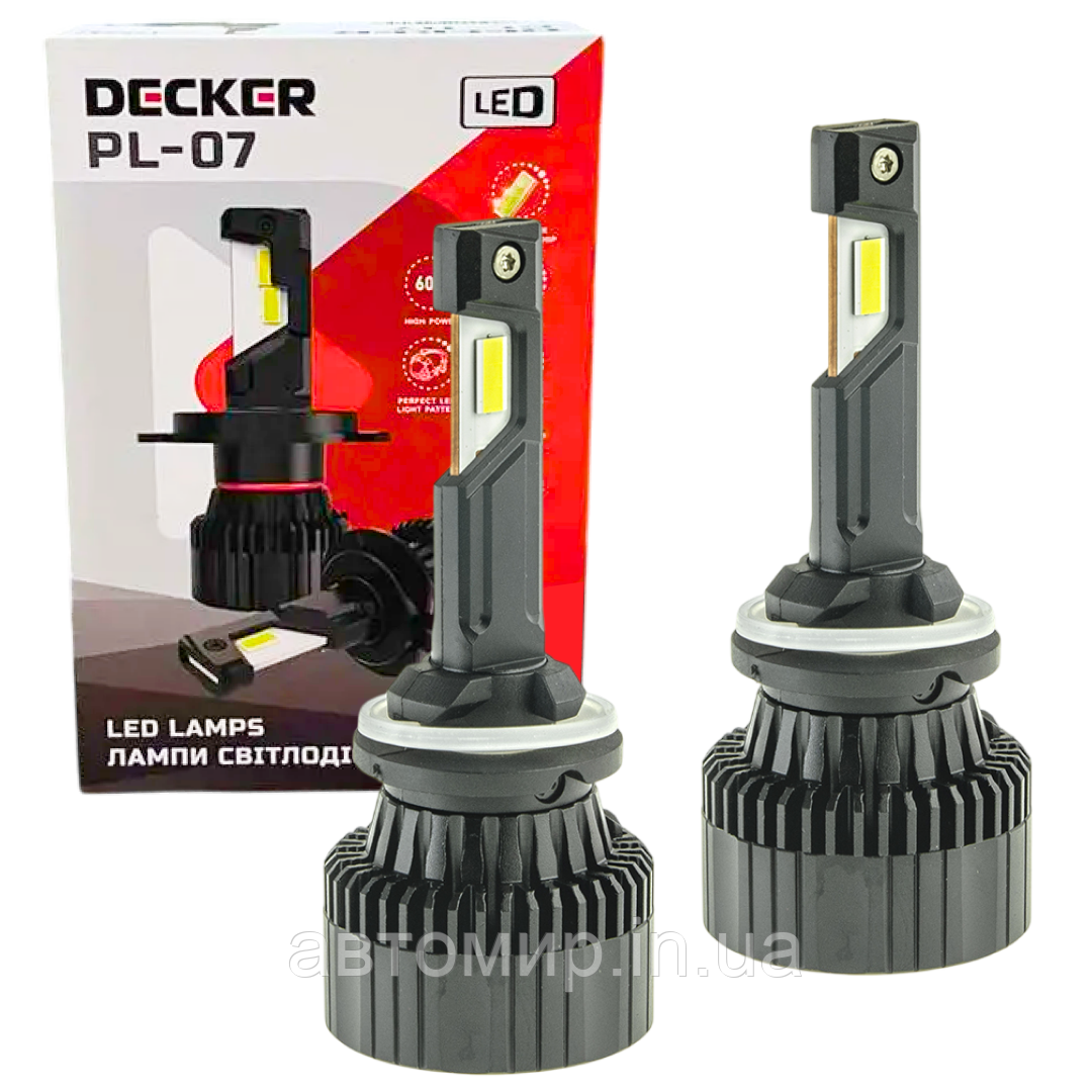 Автомобільні світлодіодні LED лампи у фару головного світла Decker LED H27 6000K 12000Lm PL-07 9-32V 60W