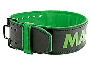 Пояс для важкої атлетики MadMax MFB-302 Quick Release Belt  шкіряний Black/Green L, фото 4
