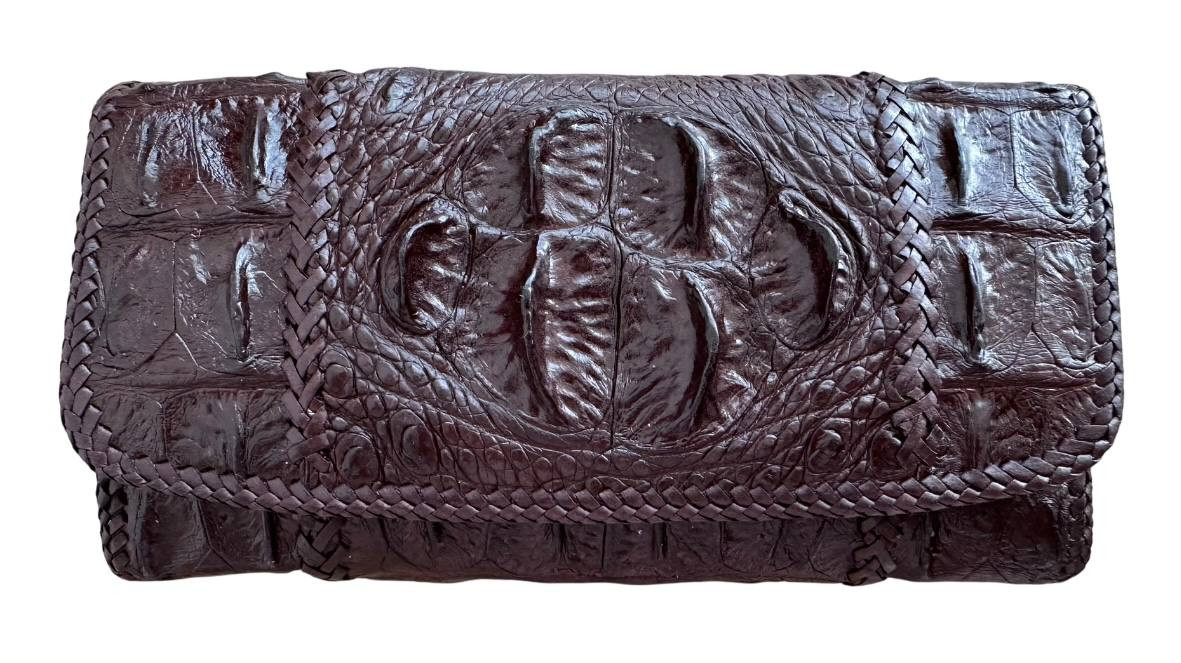 Гаманець портмоне жіноче із натуральної шкіри крокодила Ekzotic Leather Коричневе (cw 125)