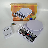 Ваги кухонні Electronic до 10 кг, електронні ваги з дисплейом Білі SF-400, фото 3