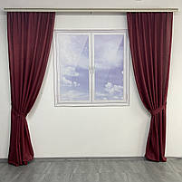 Штори легкі лляні ALBO бордові 150×270 см, комплект 2 шт. (SH-M1-22), фото 9