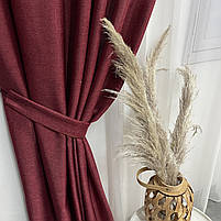 Штори легкі лляні ALBO бордові 150×270 см, комплект 2 шт. (SH-M1-22), фото 4