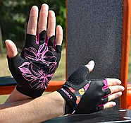 Рукавички для фітнесу MadMax MFG-770 Flower Power Gloves Black/Pink XS, фото 5
