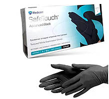 Рукавички оглядові нітрилові текстуровані Medicom SafeTouch Advanced Black (неопудрені,нестерильні,чорні) S-size,100шт/уп-1187P-B
