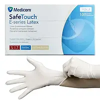 Латексні оглядові рукавички Medicom SafeTouch E-series Connect (білі) S-size, 100шт./уп. - 1126-B