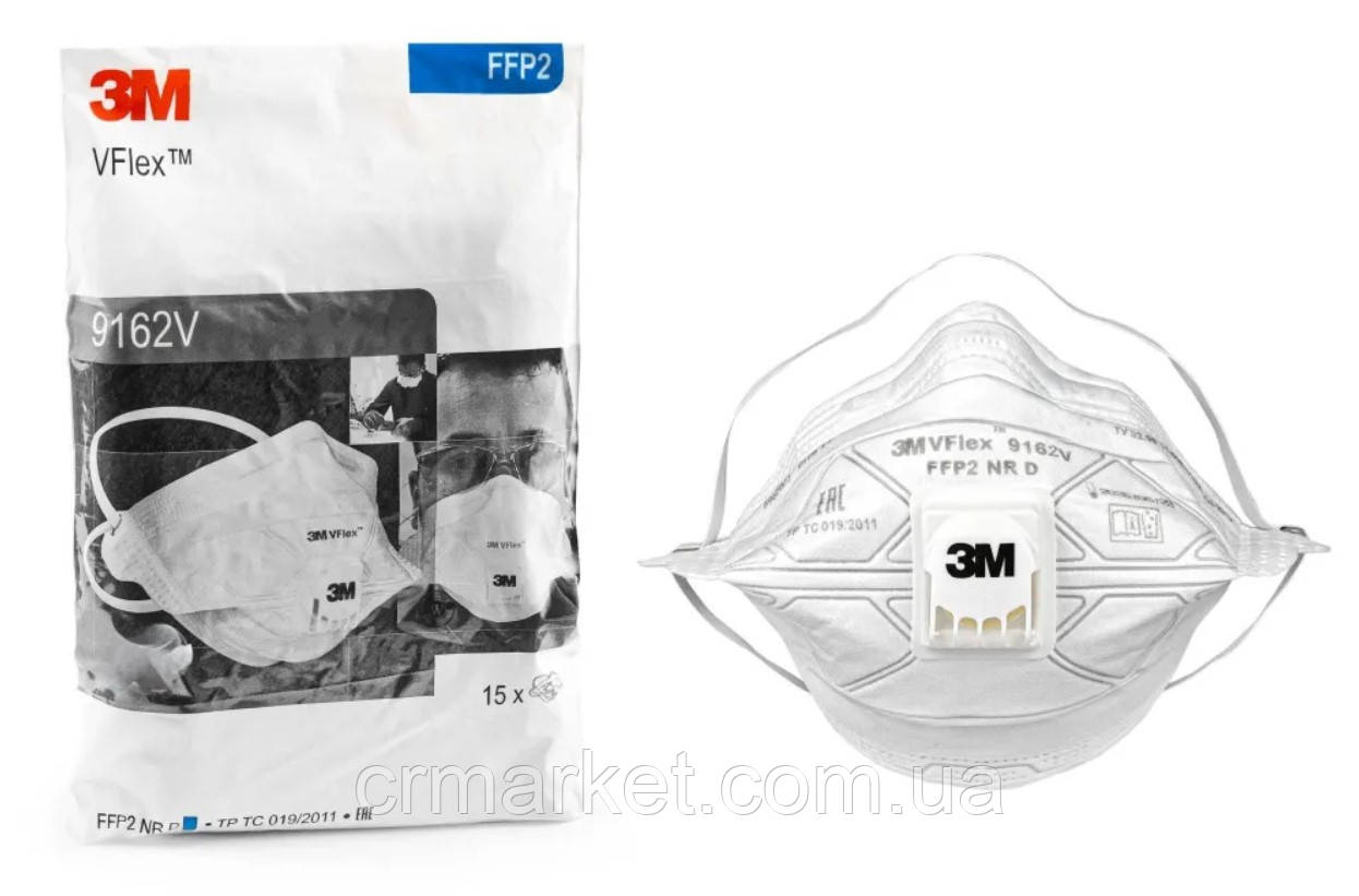 Респіратор 3M VFlex 9162V FFP2 з клапаном видиху, фото 1
