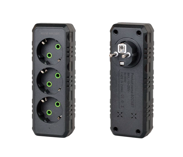 Трійник з/з F101,  3 розетки, 2500W, 10A, 110-250V, Voltronic, Арт.60512