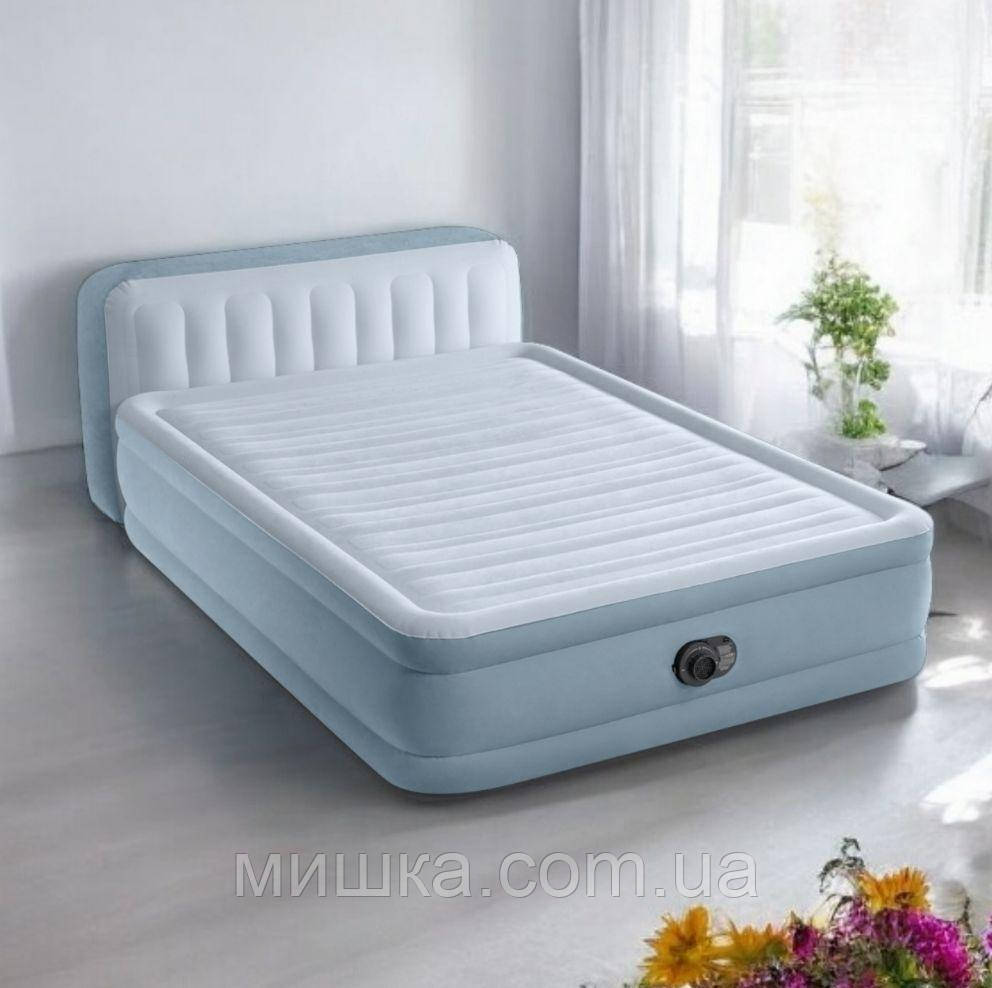 Надувне ліжко зі спинкою і з вбудованим насосом (152*236*86 см) Intex 64450