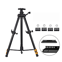 Портативний регульований алюмінієвий мольберт з полицею, гачком та підйомною пряжкою