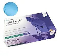Рукавички оглядові нітрилові текстуровані Medicom SafeTouch Advanced Slim Blue (без пудри, сині) S-size, 100шт./уп.- 1175Р-В