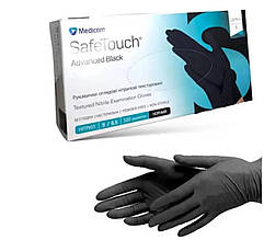 Рукавички оглядові нітрилові текстуровані Medicom SafeTouch Advanced Black (неопудрені,нестерильні,чорні) S-size,100шт/уп-1187P-B